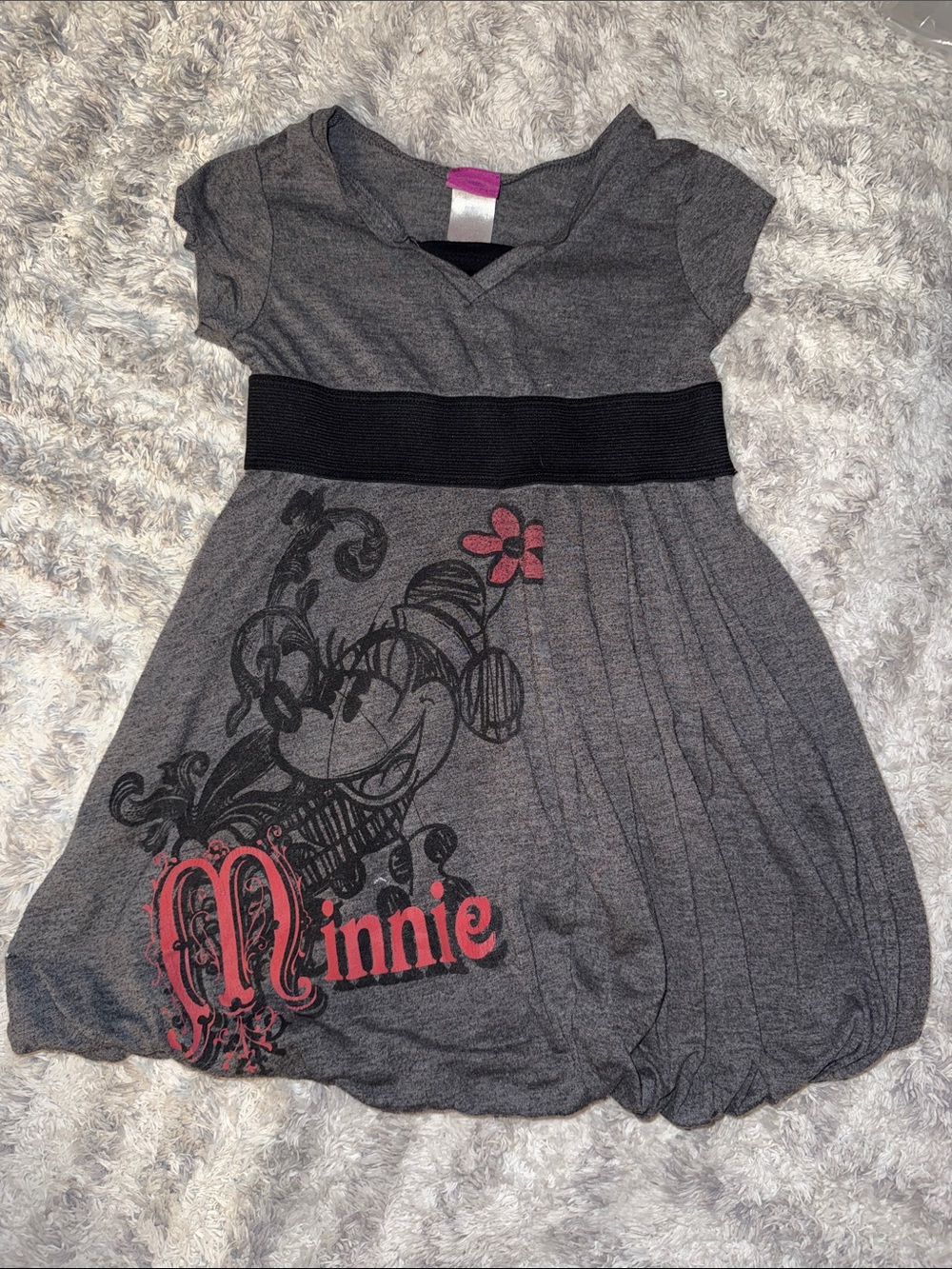 Size 5 vintage Disney Minnie Mouse Girls' Gray and Pink Bubble Dress